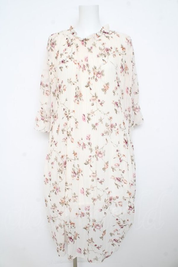 画像1: axes femme / 細プリーツ花柄ワンピース M キナリ Y-26-02-23-173-AX-OP-SZ-ZY (1)