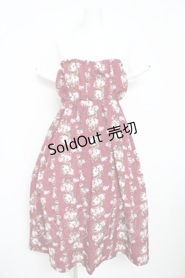 画像1: axes femme / ビスチェ切替ドッキングワンピース M ワイン Y-26-02-23-174-AX-OP-SZ-ZY (1)