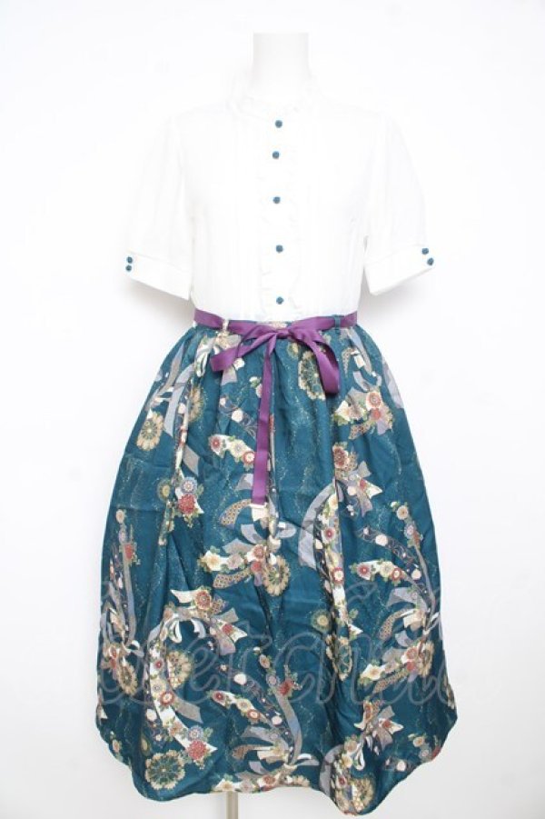 画像1: axes femme / 燦爛柄ワンピース  グリーン Y-26-02-23-176-AX-OP-SZ-ZY (1)