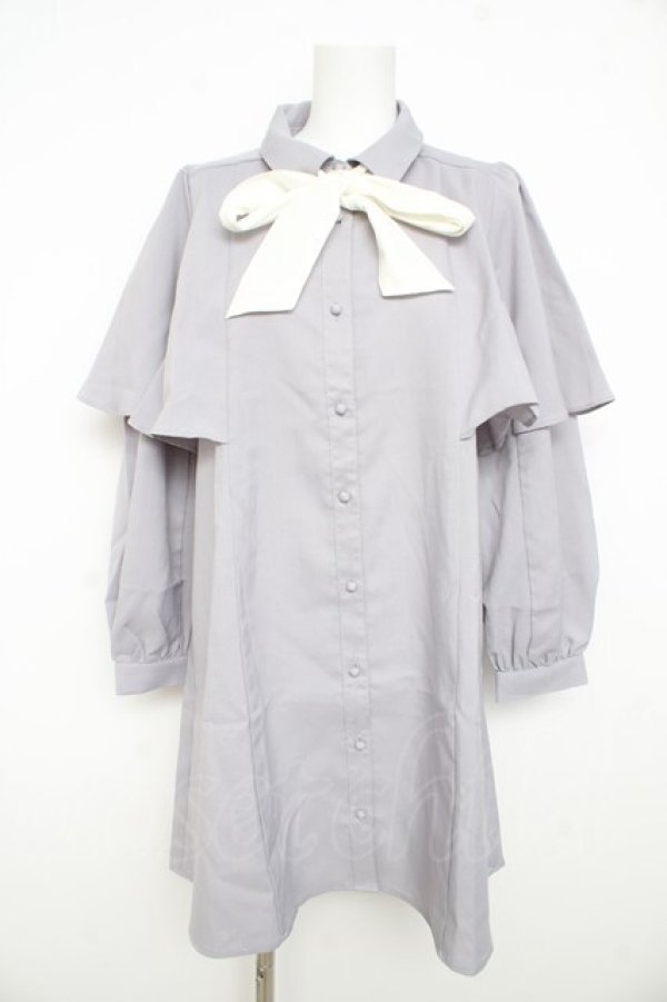 画像1: axes femme / ケープデザインワンピース  ラベンダー Y-26-02-23-177-AX-OP-IG-ZY (1)