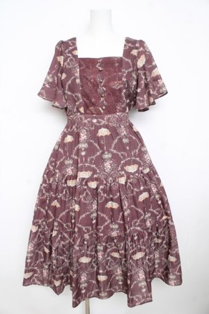 画像: axes femme / レーヌローズ柄ワンピース M 茶 Y-26-02-23-179-AX-OP-SZ-ZY