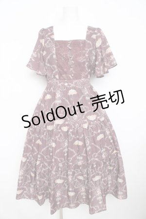 画像: axes femme / レーヌローズ柄ワンピース M 茶 Y-26-02-23-179-AX-OP-SZ-ZY