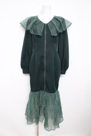 画像: axes femme POETIQUE / シアーフリルマーメイドワンピース  グリーン Y-26-02-23-180-AX-OP-SZ-ZY