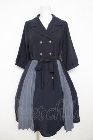 画像: axes femme POETIQUE / バイカラートレンチワンピース  ネイビー Y-26-02-23-181-AX-OP-IG-ZY