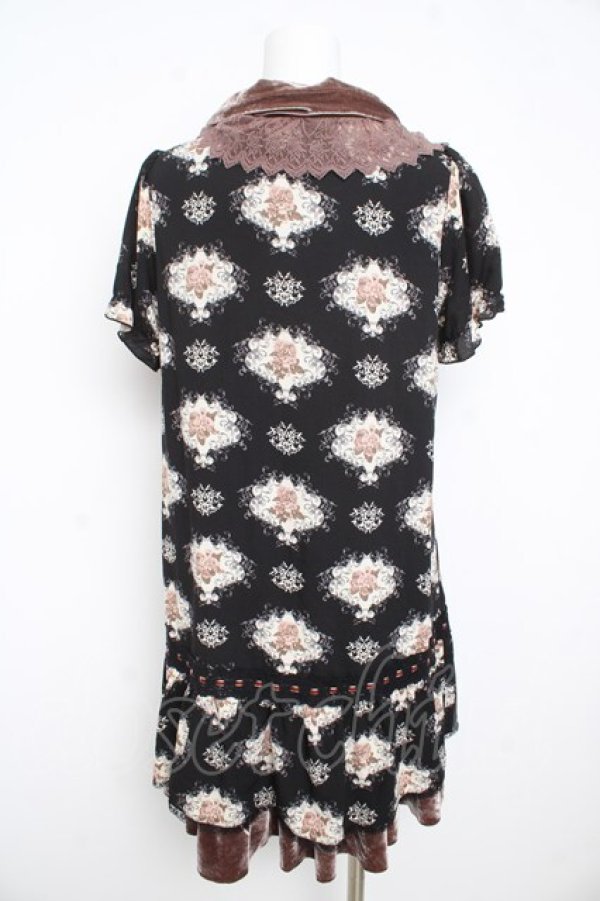 画像2: axes femme / バラ柄シフォンワンピース M 黒 Y-26-02-23-182-AX-OP-SZ-ZY (2)