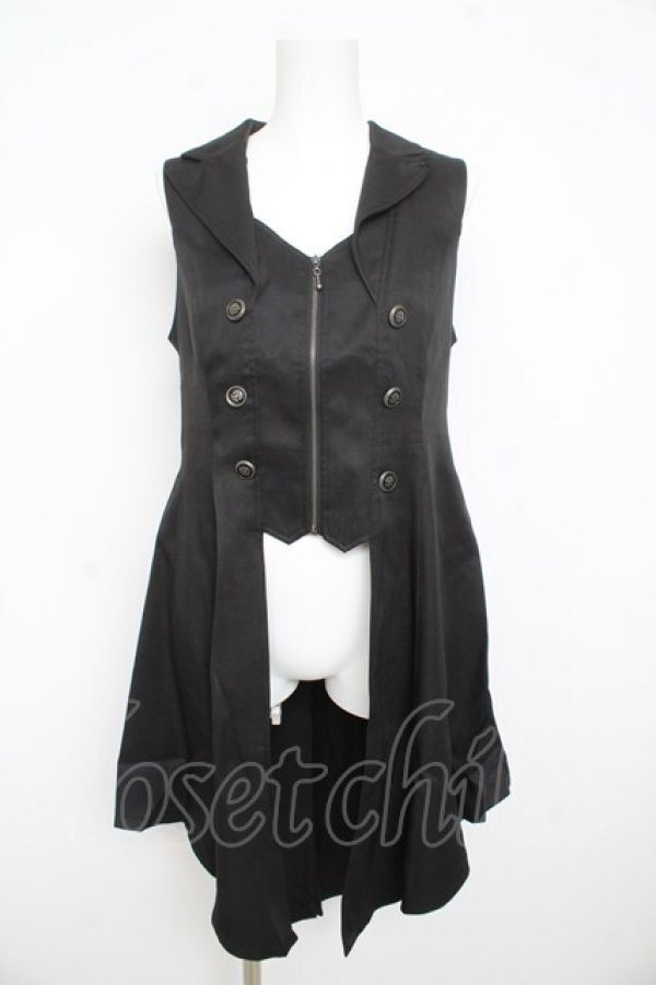 画像1: axes femme POETIQUE / 燕尾デザインロングベスト  黒 Y-26-02-23-184-AX-JA-SZ-ZY (1)