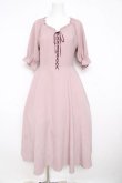 画像1: F&A / フロントレースアップパフスリーブワンピース  ピンク Y-26-02-23-188-LO-OP-SZ-ZY (1)