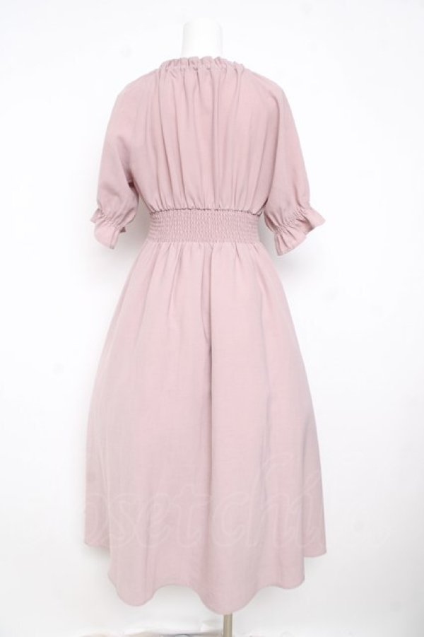 画像2: F&A / フロントレースアップパフスリーブワンピース  ピンク Y-26-02-23-188-LO-OP-SZ-ZY (2)