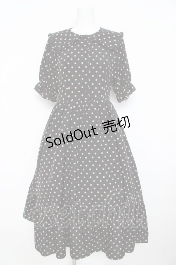 画像1: m petit by misako / 梨地水玉半袖ワンピース M 中黒 Y-26-02-23-192-LO-OP-SZ-ZY (1)