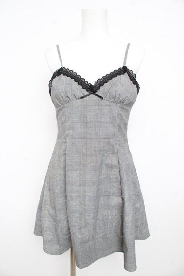 画像1: Ank Rouge / グレンチェックキャミワンピース M グレー Y-26-02-23-195-CA-OP-SZ-ZY (1)