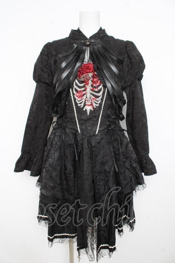 画像1: Alice Girl / スカルゴシックジャンパースカートセット  黒 Y-26-02-23-196-EL-OP-SZ-ZY (1)