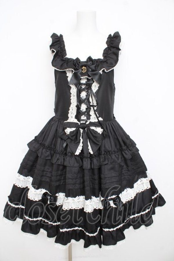 画像1: BABY, THE STARS SHINE BRIGHT / Rose Princessジャンパースカート  黒×白レース Y-26-02-23-201-BA-OP-SZ-ZY (1)