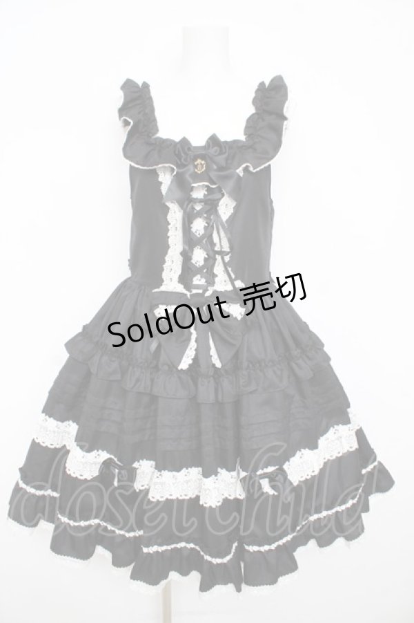 画像1: BABY, THE STARS SHINE BRIGHT / Rose Princessジャンパースカート  黒×白レース Y-26-02-23-201-BA-OP-SZ-ZY (1)