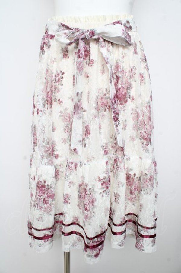 画像1: axes femme / フラワーレーススカート  オフシロ×ピンク Y-26-02-23-206-AX-SK-IG-ZY (1)