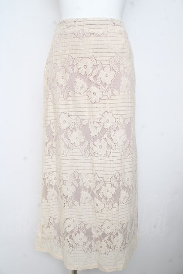 画像1: axes femme / レース重ねロングスカート M キナリ Y-26-02-23-207-AX-SK-SZ-ZY (1)