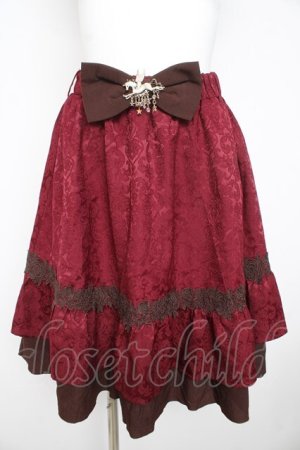 画像: axes femme kawaii / ユニコーンリボンベルトゴブラン風スカート  ワイン Y-26-02-23-213-AX-SK-SZ-ZY