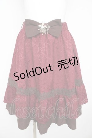 画像: axes femme kawaii / ユニコーンリボンベルトゴブラン風スカート  ワイン Y-26-02-23-213-AX-SK-SZ-ZY