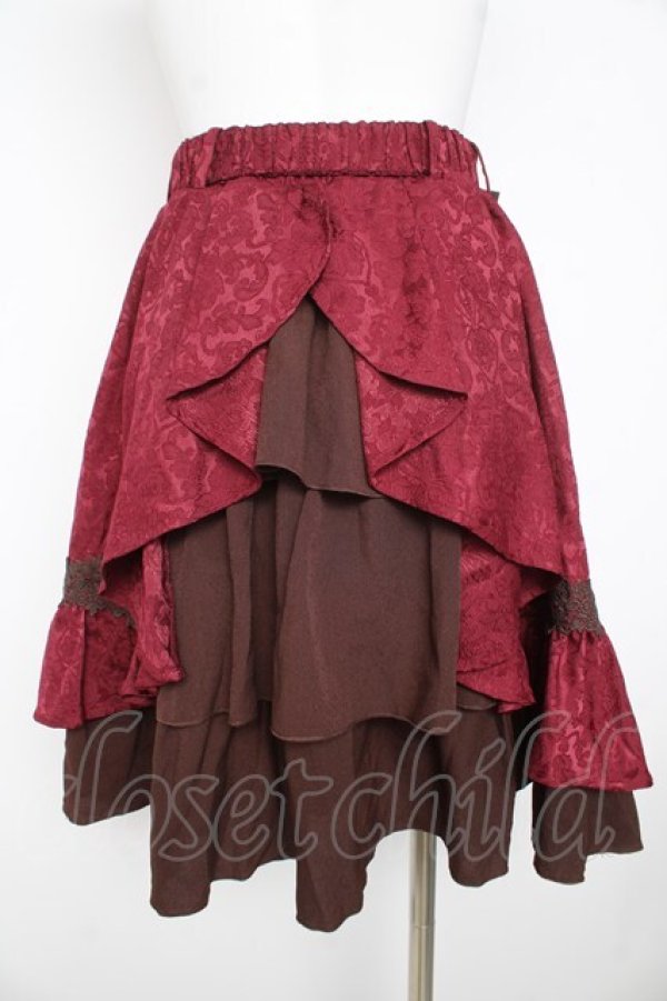 画像2: axes femme kawaii / ユニコーンリボンベルトゴブラン風スカート  ワイン Y-26-02-23-213-AX-SK-SZ-ZY (2)