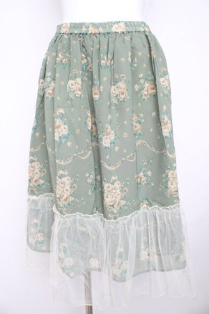 画像: axes femme / チュール配色ブーケスカート M グリーン Y-26-02-23-214-AX-SK-SZ-ZY