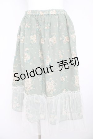 画像: axes femme / チュール配色ブーケスカート M グリーン Y-26-02-23-214-AX-SK-SZ-ZY