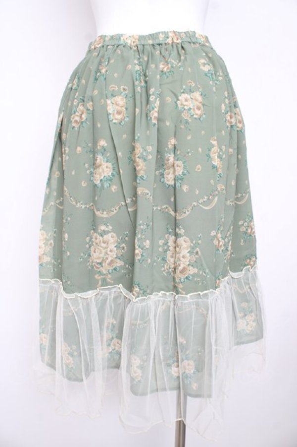 画像2: axes femme / チュール配色ブーケスカート M グリーン Y-26-02-23-214-AX-SK-SZ-ZY (2)