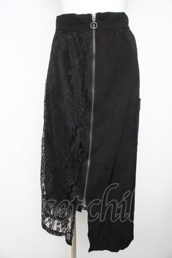 画像1: axes femme / ジップ付きレースタイトスカート  黒 Y-26-02-23-221-AX-SK-SZ-ZY (1)