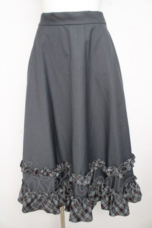 画像: Fi.n.t / チェックフリル使いフレアースカート  グレー Y-26-02-23-223-CA-SK-SZ-ZY