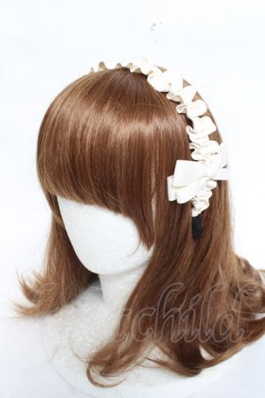 画像: m petit by misako / ギャザーリボンカチューシャ  生成り Y-26-02-23-021-LO-AC-SZ-ZT639-F004