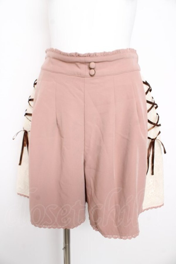 画像1: axes femme / 編み上げショートパンツ  ピンク Y-26-02-23-228-AX-PA-SZ-ZY (1)