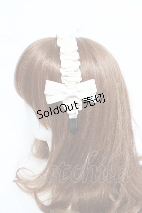 画像2: m petit by misako / ギャザーリボンカチューシャ  生成り Y-26-02-23-021-LO-AC-SZ-ZT639-F004 (2)