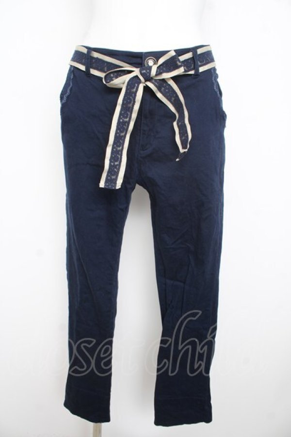 画像1: axes femme / 裾ロールアップストレッチパンツ  ネイビー Y-26-02-23-232-AX-PA-SZ-ZY (1)