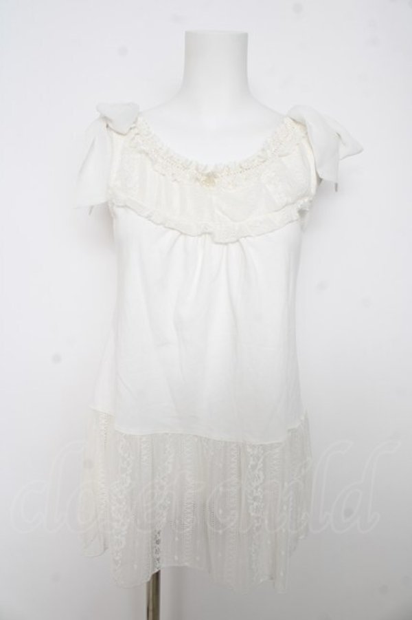 画像1: axes femme / 肩リボンロングインナー F 白 Y-26-02-27-001-AX-TO-SZ-ZY (1)