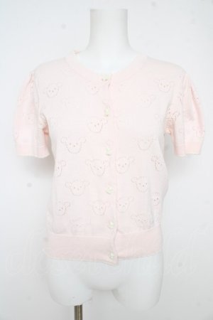 画像: Nile Perch / くま透かしカーディガン  ピンク Y-26-02-27-055-LO-TO-SZ-ZY