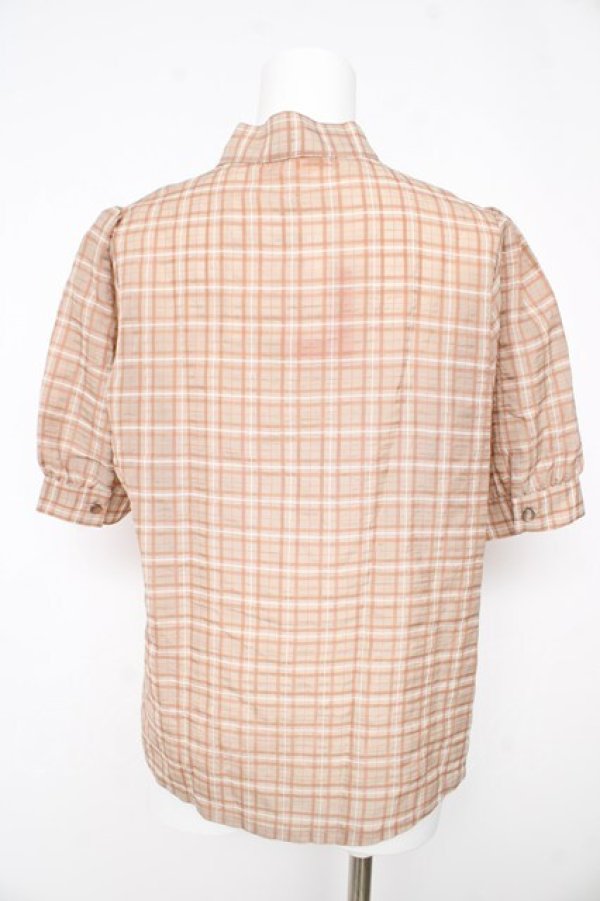 画像2: F i.n.t / シアーチェックボウタイブラウス F ベージュ/ホワイト Y-26-02-27-057-CA-BL-SZ-ZY (2)