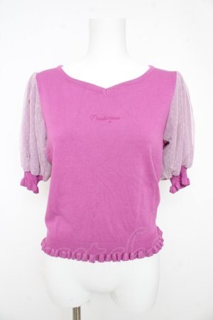 画像: axes femme POETIQUE / ハートネックニットプルオーバー M パープル Y-26-02-27-058-AX-TO-SZ-ZY