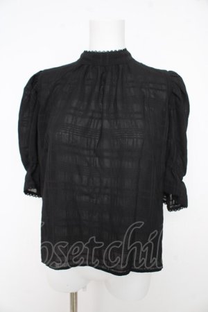 画像: axes femme POETIQUE / シアーチェックボウタイブラウス M 黒 Y-26-02-27-061-AX-BL-SZ-ZY