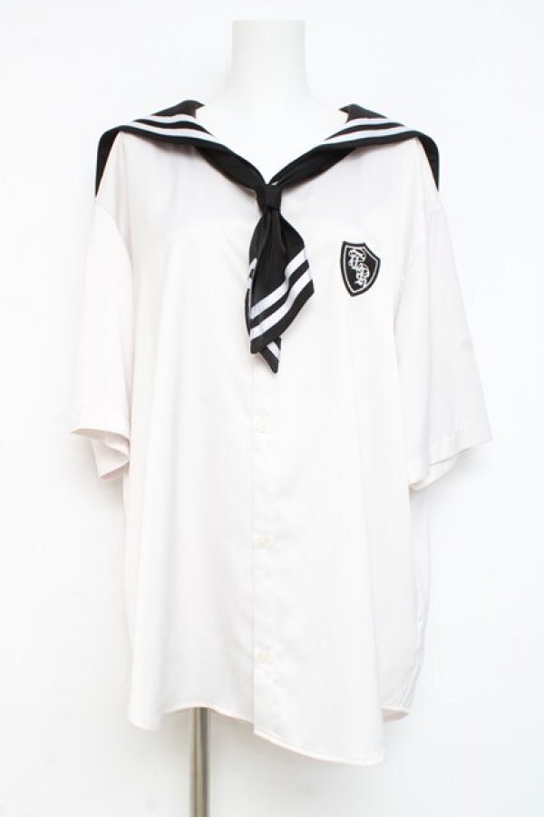 画像1: TRAVAS TOKYO / セーラーマンシャツ  白 Y-26-02-27-066-PU-TO-SZ-ZY (1)