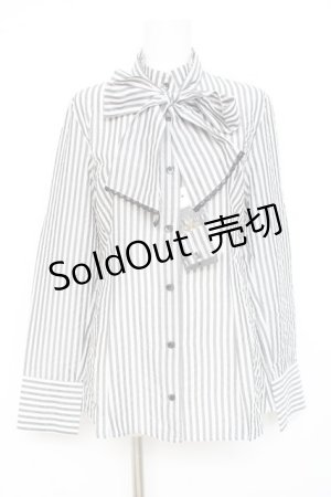 画像: MIHO MATSUDA / ストライプブラウス M グレー Y-26-02-27-068-GO-BL-SZ-ZY
