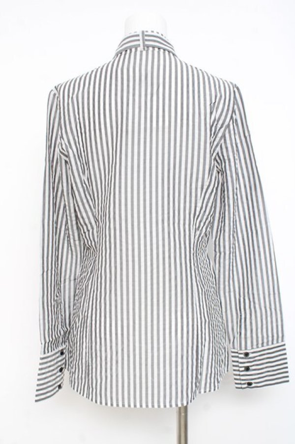 画像2: MIHO MATSUDA / ストライプブラウス M グレー Y-26-02-27-068-GO-BL-SZ-ZY (2)
