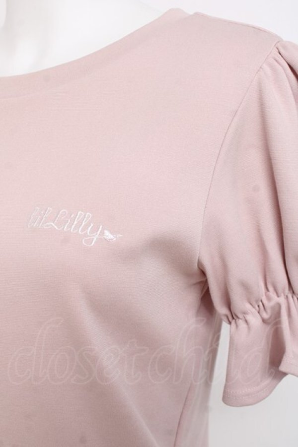 画像3: lilLilly / ロゴ刺繍パフスリーブトップス F ピンク Y-26-02-27-072-LO-TO-SZ-ZY (3)
