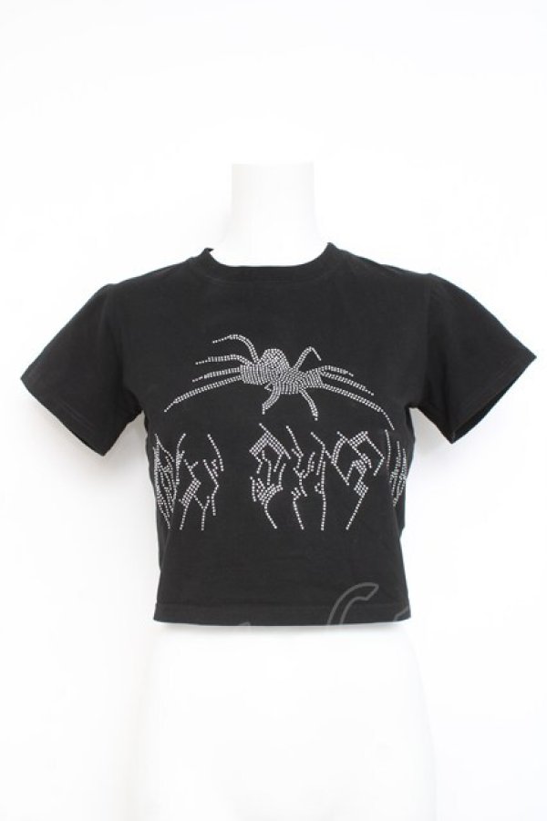 画像1: NOVESSEL / ラインストーンクロップドT  黒 Y-26-02-27-079-PU-TO-SZ-ZY (1)