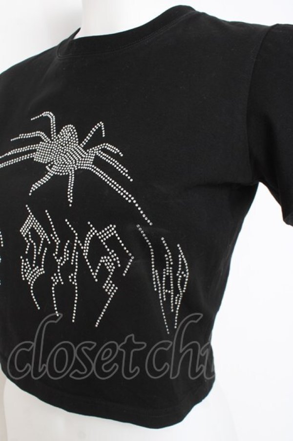 画像3: NOVESSEL / ラインストーンクロップドT  黒 Y-26-02-27-079-PU-TO-SZ-ZY (3)