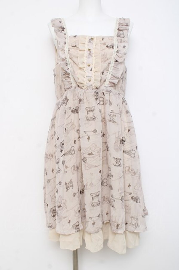 画像1: axes femme / アンティーク猫ワンピース  生成り Y-26-02-27-100-AX-OP-SZ-ZY (1)