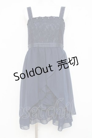 画像: axes femme / レース切替ワンピース  紺 Y-26-02-27-101-AX-OP-SZ-ZI