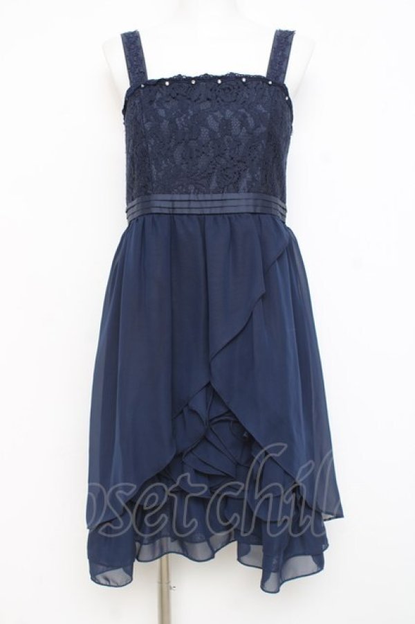 画像1: axes femme / レース切替ワンピース  紺 Y-26-02-27-101-AX-OP-SZ-ZY (1)
