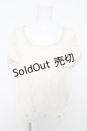 画像: axes femme / レースデザイン半袖プルオーバー  生成り Y-26-02-27-013-AX-BL-SZ-ZI