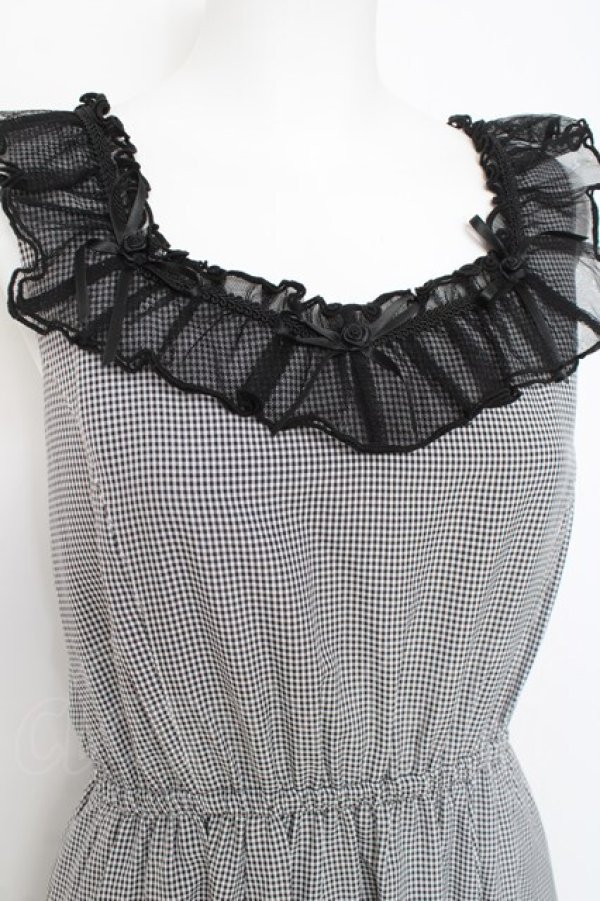 画像3: axes femme / ローズリボンチェックワンピース F 黒 Y-26-02-27-102-AX-OP-SZ-ZY (3)