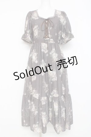 画像: axes femme / ミルフィーユローズ柄ワンピース M チャコール Y-26-02-27-104-AX-OP-SZ-ZY