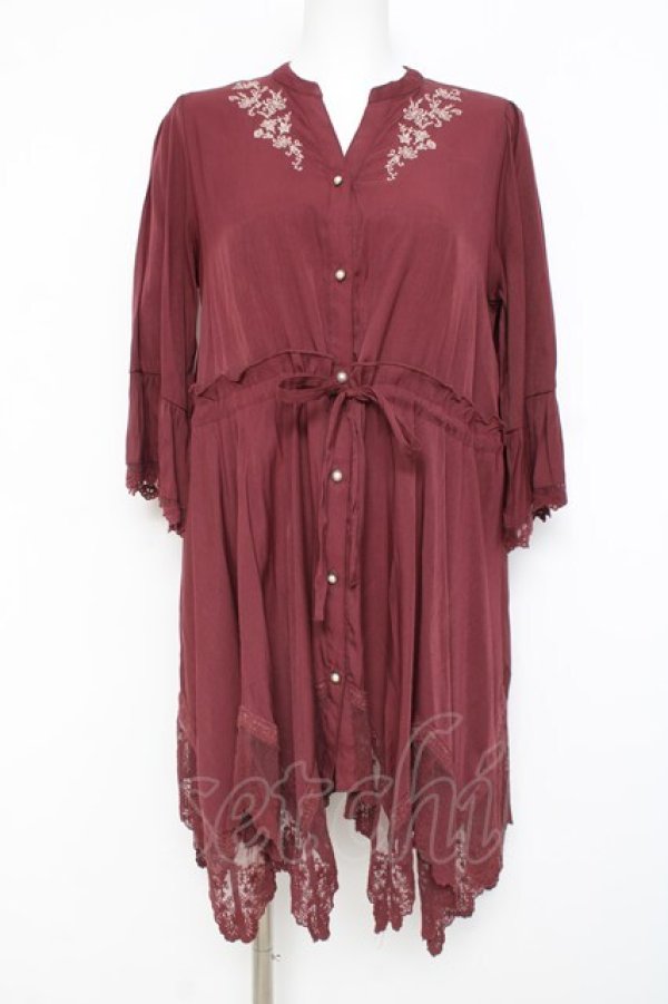 画像1: axes femme / フィッシュテールチュニック M ワイン Y-26-02-27-105-AX-OP-SZ-ZY (1)