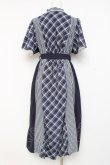 画像2: axes femme / チェック切替パッチワークワンピース  ネイビー Y-26-02-27-108-AX-OP-SZ-ZY (2)